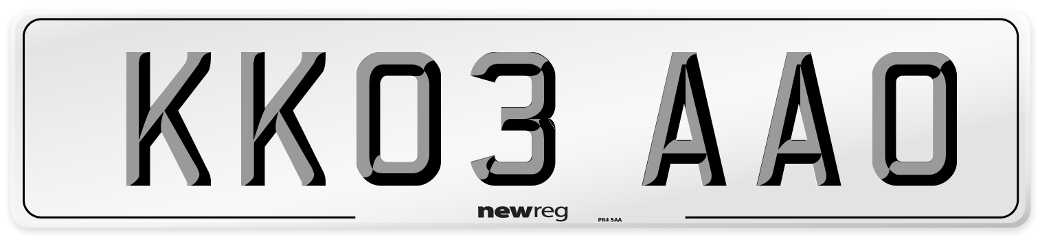 KK03 AAO Number Plate from New Reg